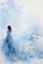 Mysterious Woman in the Blue Mist Royalty Free Stock Photo