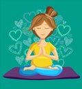 Illustration of woman doing prenatal yoga in lotus pose