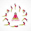 Illustration of woman doing SURYA NAMASKAR