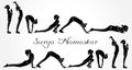 Illustration of woman doing SURYA NAMASKAR