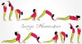 Illustration of woman doing SURYA NAMASKAR