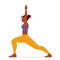 Illustration of woman doing yoga. Crescent Lunge. Cartoon gorl character, vector Royalty Free Stock Photo