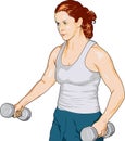 Woman Exercising with Barbells