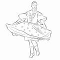 Illustration of woman folklore dancer, vector draw