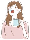 Illustration of a woman gargle