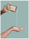 Illustration of a woman hand pouring some cream on the other hand