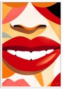 illustration woman lip lipstick toothpaste teeth red poster fashion pop icon. Generative AI.
