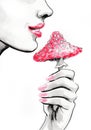 Woman and fly-agaric