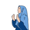 illustration of a woman praying with her hands up full of hope