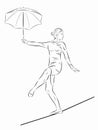 Illustration of a woman rope-walker, vector draw