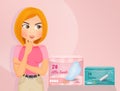 Woman with sanitary pads