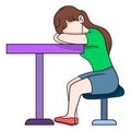 Illustration of woman sleeping at desk tired of working