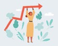 Illustration of woman standin with growing chart