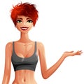 Illustration of a woman with a stylish haircut wearing a top. Co Royalty Free Stock Photo