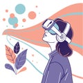 Woman experiencing virtual reality, exploring new digital worlds and immersion Royalty Free Stock Photo