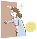 Illustration of a woman who has a desire to urinate