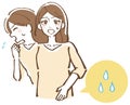 Illustration of a woman who leaks urine the moment she coughs