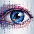 an illustration of a womans eye with colorful paint splatters Royalty Free Stock Photo