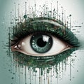 an illustration of a womans eye with green paint splatters on it Royalty Free Stock Photo