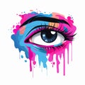 an illustration of a womans eye with paint splatters Royalty Free Stock Photo