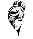 Women bun hair style icon, logo women on white background Royalty Free Stock Photo