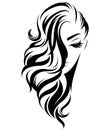 Women long hair style icon, logo women on white background