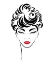 Women shot hair style icon, logo women on white background Royalty Free Stock Photo