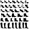 Illustration of Womens shoes and boots icon set