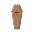 Illustration of wooden coffin. Vector illustration. Isolated.