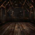 Wooden room with lights and stars