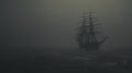 A sailing ship in a dark stormy night