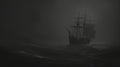 A sailing ship in a dark stormy night