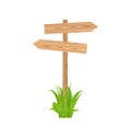 Wooden signboard for guidepost, grass