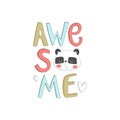 Word - awesome in cartoon style