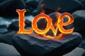 Illustration of the word LOVE - Fire theme