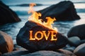 Illustration of the word LOVE - Fire theme