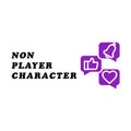 Illustration of the word NON PLAYER CHARACTER and gift icon