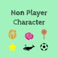 Illustration of the word NPC and gift icon, an NPC that is going viral in one of the social media applications.