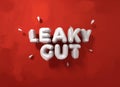 Illustration of the words `Leaky Gut` on plain colour