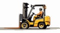 Illustration of a Worker Operating a Forklift. Generative ai Royalty Free Stock Photo