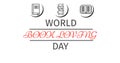 Illustration of world book loving day text with books against white background, copy space Royalty Free Stock Photo