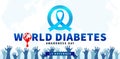 Illustration of World diabetes awareness day with hand and circle blue, applicable poster, flyer, banner design Royalty Free Stock Photo