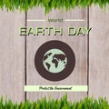 Illustration of world earth day and protect the environment text with globe and green plants