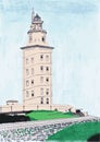 Illustration Of a World Heritage monument: the Tower of Hercules