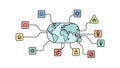 Global Network Connection World Map with Connected Icons Royalty Free Stock Photo