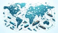 Illustration of a world map focusing on global shipping and l Royalty Free Stock Photo