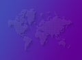 Illustration of a world map made of dots on a purple background Royalty Free Stock Photo