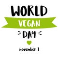 Illustration of World Vegetarian Day for social media post , postcard, banner, greetingcard, emblem, sticker, flyer. World Vegan D Royalty Free Stock Photo