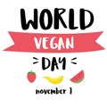 Illustration of World Vegetarian Day for social media post , postcard, banner, greetingcard, emblem, sticker, flyer. World Vegan D