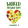 Illustration of World Vegetarian Day for social media post , postcard, banner, greetingcard, emblem, sticker, flyer. World Vegan D